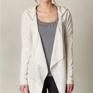 Women's White Lightweight Open Front Hooded Wrap Cardigan Burnout Design Size‎ M